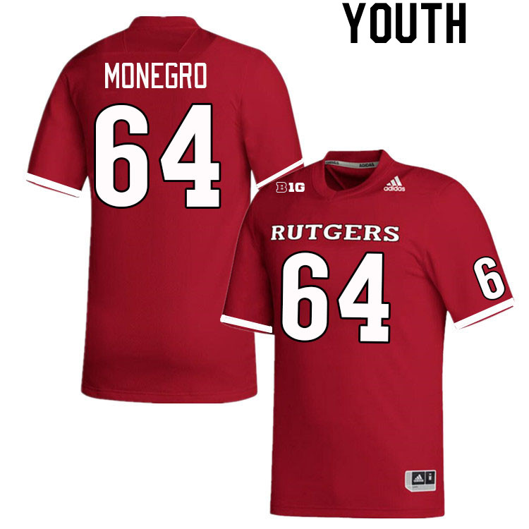 Youth #64 Nelson Monegro Rutgers Scarlet Knights College Football Jerseys Stitched Sale-Scarlet - Click Image to Close